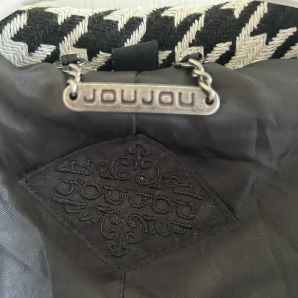 NEW Jou Jou Houndstooth Coat Black White Belted Juniors L / XL - Picture 5 of 14